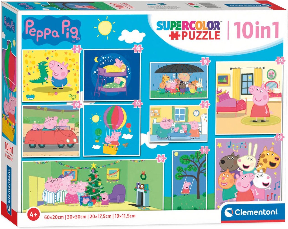 clementoni puzzels peppa pig, 10in1