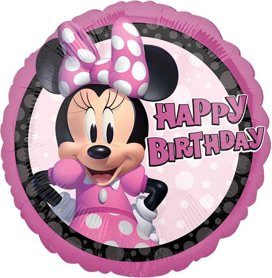 Helium Ballon Versturen Minnie Mouse ‘Happy Birthday’ - Gevuld met Helium | Boombie© | Verstuurd in sierlijke doos! | Folie Ballon | Geboorte | Liefde