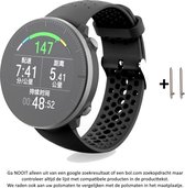 Zwart Siliconen Bandje geschikt voor 22mm smartwatches van verschillende bekende merken (zie lijst met compatibele modellen in producttekst) - Maat: zie maatfoto – 22 mm black rubber smartwatch strap
