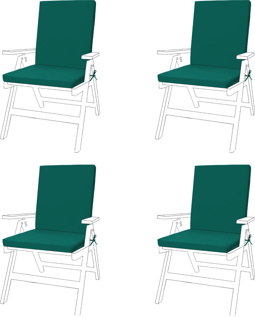 Gardenista stoel zitkussen voor tuin - tuinkussens hoge rug - tuinstoelkussens met lint - tuin stoelkussen voor Binnen- en Buiten - 44cm x 100cm