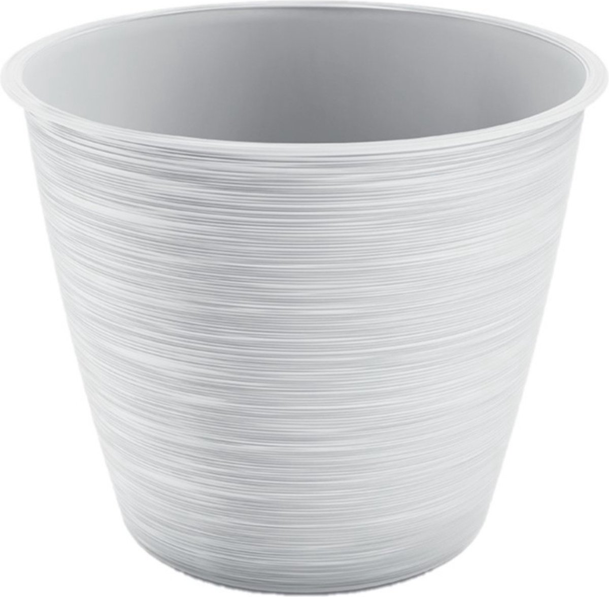 Prosperplast Plantenpot/bloempot Paintstripe - kunststof - wit - 20 x 24 cm - binnen/buiten