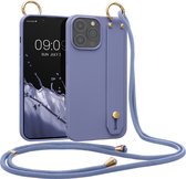 kwmobile Hoesje voor Apple iPhone 13 Pro Max - Telefoonhoesje met koord en handgreep - Hoes voor smartphone in lavendelgrijs