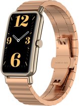 Stalen Smartwatch bandje - Geschikt voor Huawei Watch Fit Mini metalen bandje - rosé goud - Strap-it Horlogeband / Polsband / Armband