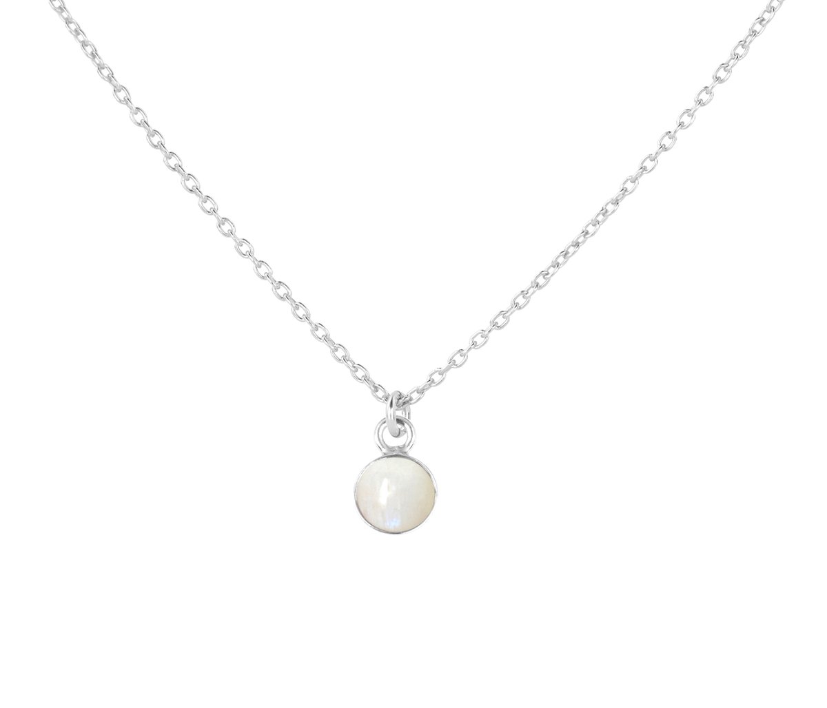 ARLIZI 2051 Ketting regenboog maansteen cabochon hanger - sterling zilver - 44 cm