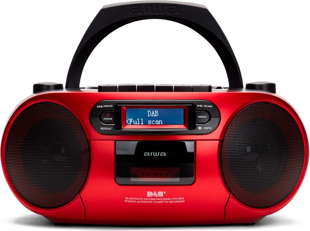 Aiwa BBTC-660DAB Rood draagbare DAB+/FM radio - met cd-speler, cassette, Bluetooth, USB