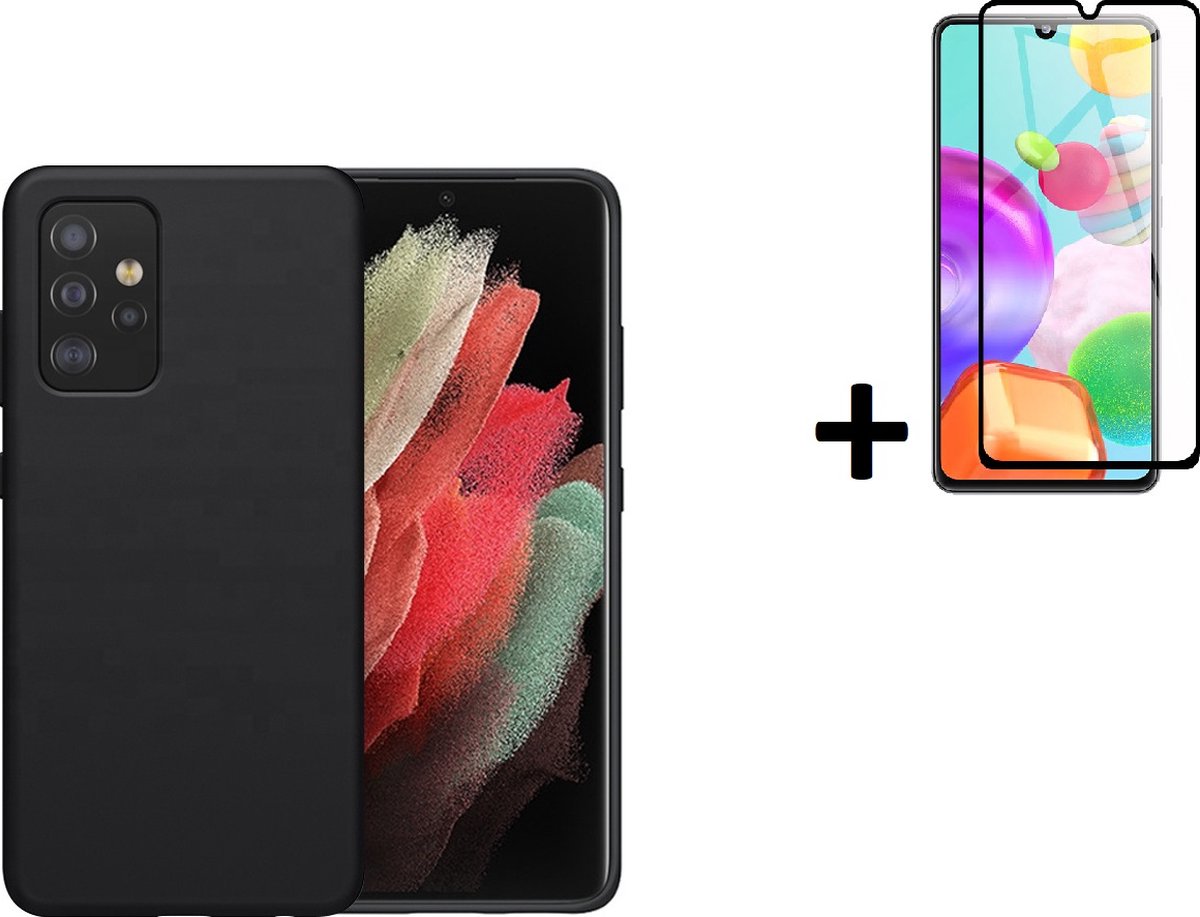 MoDo hoesje Geschikt voor Samsung Galaxy A33 5G - Siliconen Back Cover - Zwart met full screenprotector