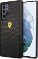 Samsung Galaxy S22 Ultra Backcase hoesje - Ferrari - Effen Zwart - Carbon