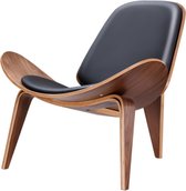 BeBetter Loungestoel Binnen | Loungestoelen - Loungezetel -Designer Stoel - Zwart Walnoot Hout