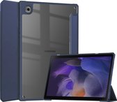 Case2go - Tablet Hoes geschikt voor Samsung Galaxy Tab A8 (2022 & 2021) - 10.5 Inch - Transparante Case - Tri-fold Back Cover - Donker Blauw