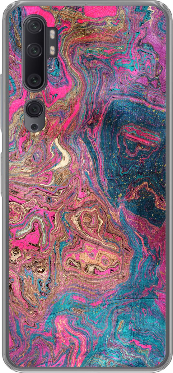 Telefoonhoesje Geschikt voor Xiaomi Mi Note 10 hoesje - Marmer print - Verf - Vormen - Siliconen Telefoonhoesje Telefoonhoesje