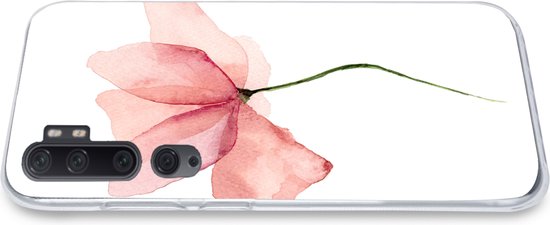 Telefoonhoesje Geschikt voor Xiaomi Mi Note 10 hoesje - Bloemen - Waterverf - Roze - Siliconen Telefoonhoesje Telefoonhoesje