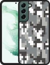 Galaxy S22+ Hardcase hoesje Pixel Camouflage Grey - Designed by Cazy