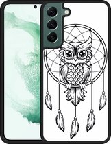 Galaxy S22+ Hardcase hoesje Dream Owl Mandala Black - Designed by Cazy