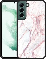 Galaxy S22+ Hardcase hoesje White Pink Marble - Designed by Cazy