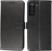 Hoesje Geschikt voor Samsung Galaxy S21 Plus - Echt Lederen Wallet Case Telefoonhoesje - Zwart