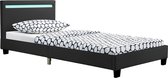 Gestoffeerd Bed Verona - 90 x 200 cm - Zwart - LED Verlichting
