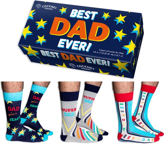Le Best papa de tous les temps ! Chaussettes Homme 3 Paires 39-46 Cadeau  Fête des Pères | bol.com