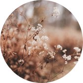Behangcirkel Bruine Bloemen | ⌀ 80 cm | Zelfklevend | Wanddecoratie | Ronde Muursticker | Muurcirkel Binnen