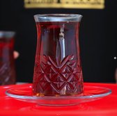 Pasabahce Timeless – Verres à thé turcs avec sous- Sous-verres – 12 pièces – 160 ML