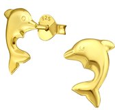 Joy|S - Zilveren Dolfijn oorbellen - 8 x 11 mm - 14k goudplating