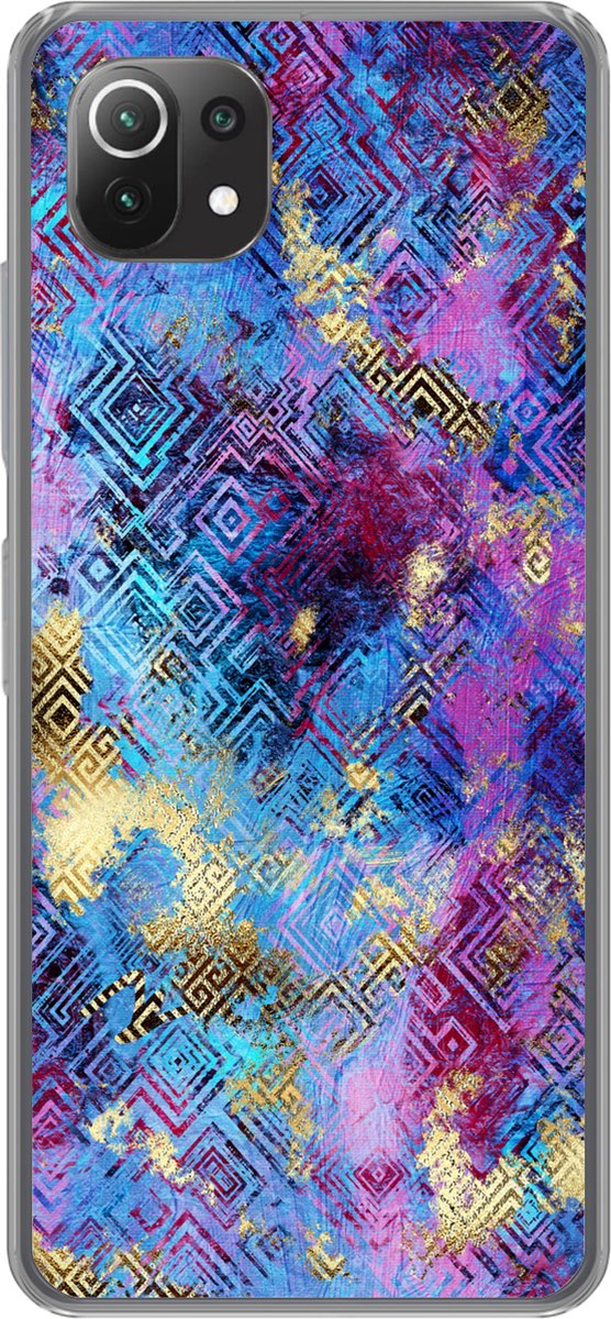 Telefoonhoesje Geschikt voor Xiaomi Mi 11 Lite hoesje - Marmer print - Verf - Geometrische vormen - Siliconen Telefoonhoesje Telefoonhoesje