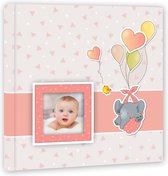 Fotoboek/fotoalbum Pierre baby meisje met 30 paginas roze - 32 x 32 x 3,5 cm - Babyfotos - Babyalbum