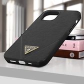 Apple iPhone 12 (Pro) Hoesje Guess Zwart met Driehoek Logo Goud