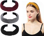 LIXIN 3 Stuks Dames Haarbanden - Haarband met knoop - Kleur 1 - Haarband volwassenen - Vrouwen - Dames - Tieners - Meiden - Dans - Yoga - Hardlopen - Sport - Haaraccessoires