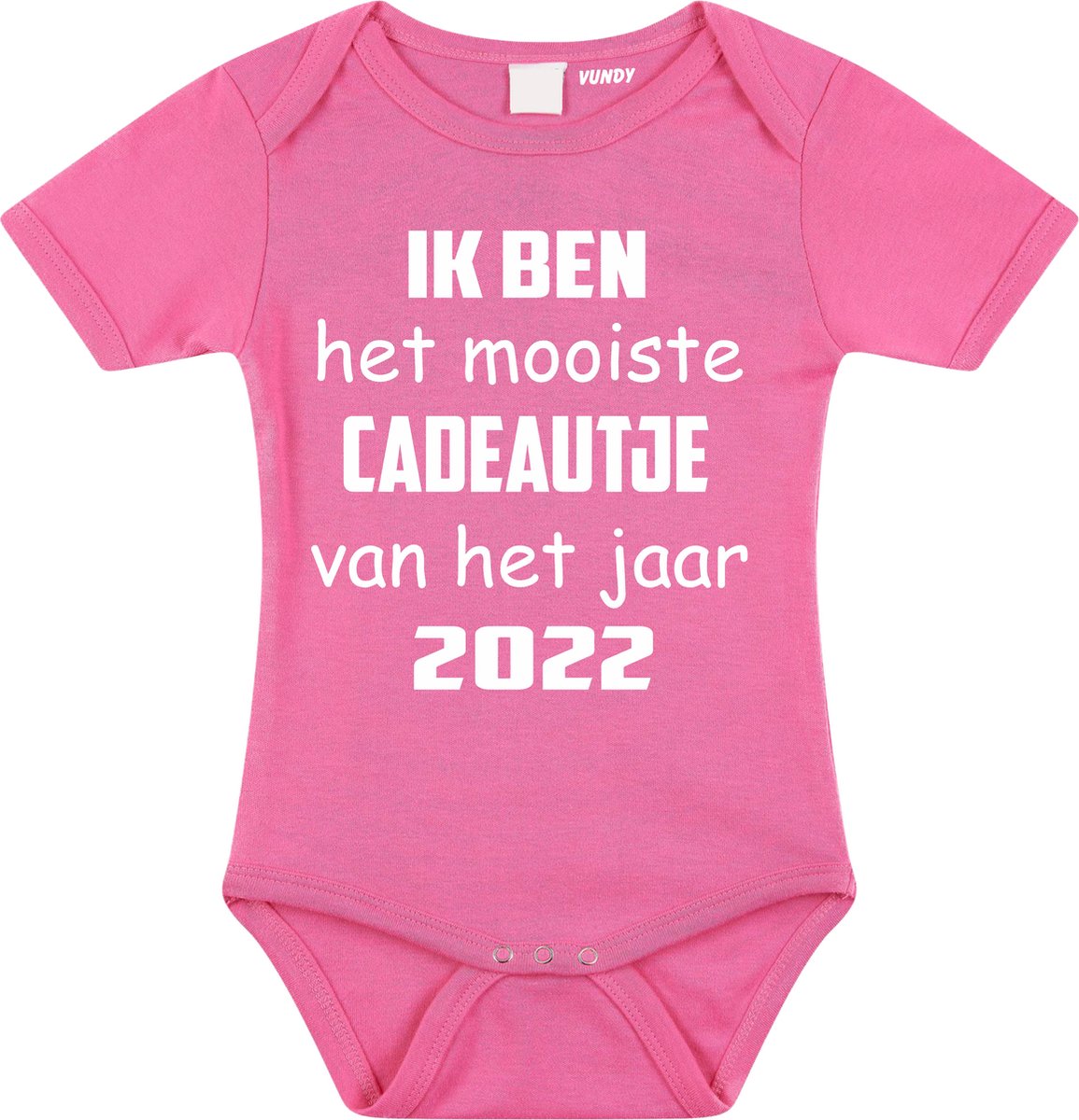 Baby rompertje met leuke tekst | Ik ben het mooiste cadeautje van het jaar 2022 |zwangerschap aankondiging | cadeau papa mama opa oma oom tante | kraamcadeau | maat 56 roze