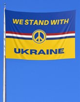 Vlag Oekraine 150x100 | Peace teken | "We stand with Ukraine" | Oekraïne - Nederland |