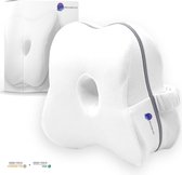 Dream&Life Orthopedisch Kniekussen met band voor in Bed - Beenkussen voor Zijslapers - Ergonomisch Kussen met Hoogwaardige Smarth NASA-Traagschuim - Levenslange Garantie - Incl e-B