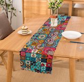 De Groen Home Bedrukt Velvet textiel Tafelloper -  Multi patroon - Mandala - Fluweel - 45x220