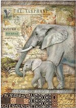Papier de Rice Stamperia A4 Savana l' Elephant (6 pièces) (DFSA4684)