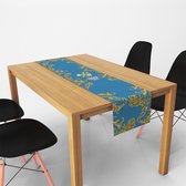 Zijou de table Bleu Citroen - Tissu lin 140x45 cm