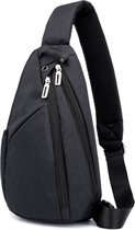 Crossbody Small-Bag! Moderne Slingbag met usb poort - Zwart - Stijlvolle multifunctionele schoudertas