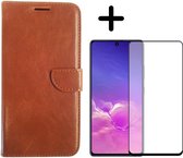 Fooniq Boek Hoesje Bruin + Screenprotector - Geschikt Voor Samsung Galaxy S10