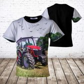 T-shirt met Case trekker H114 -s&C-110/116-t-shirts jongens