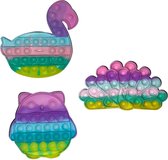Pop IT Pakket - 3 in 1 - Gevogelte Vorm - Uil - Pauw - Zwaan - Fidget Toys - Friemelspeelgoed