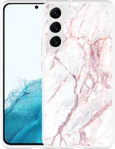 Galaxy S22 Hoesje White Pink Marble - Designed by Cazy