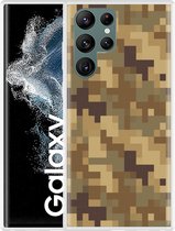 Galaxy S22 Ultra Hoesje Pixel Camouflage Brown - Designed by Cazy