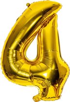 Folieballon / Cijferballon Goud XL - getal 4 - 82cm