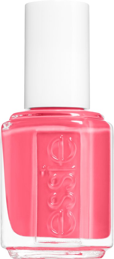 Essie nagellakflesje in de kleur 'cute as a button', een helder koraalroze.