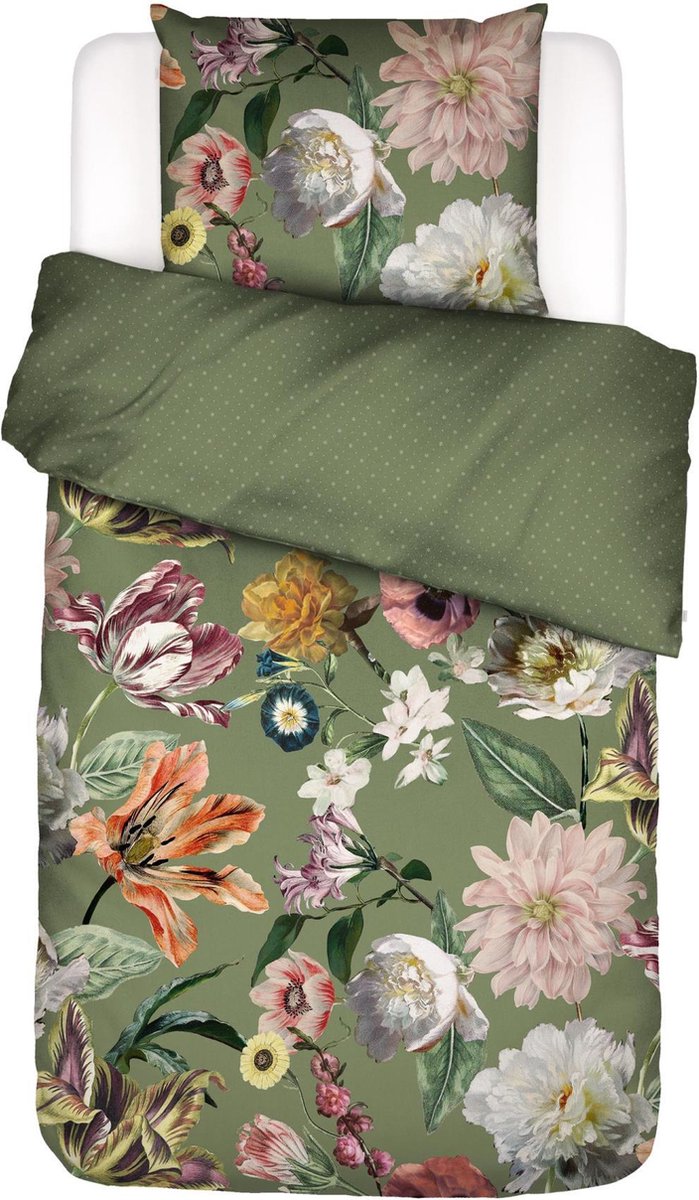 Essenza Filou Dekbedovertrek Katoensatijn Forest green - Eenpersoons – 140x200/220 cm