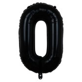 Folieballon / Cijferballon Zwart XL - getal 0 - 82cm