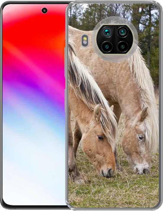 Xiaomi Mi 10T Lite 5G - Deux chevaux du fjord broutant dans un champ d'herbe - Coque en Siliconen pour téléphone