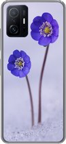 Geschikt voor Xiaomi 11T Pro hoesje - Bloemen - Sneeuw - Paars - Siliconen Telefoonhoesje