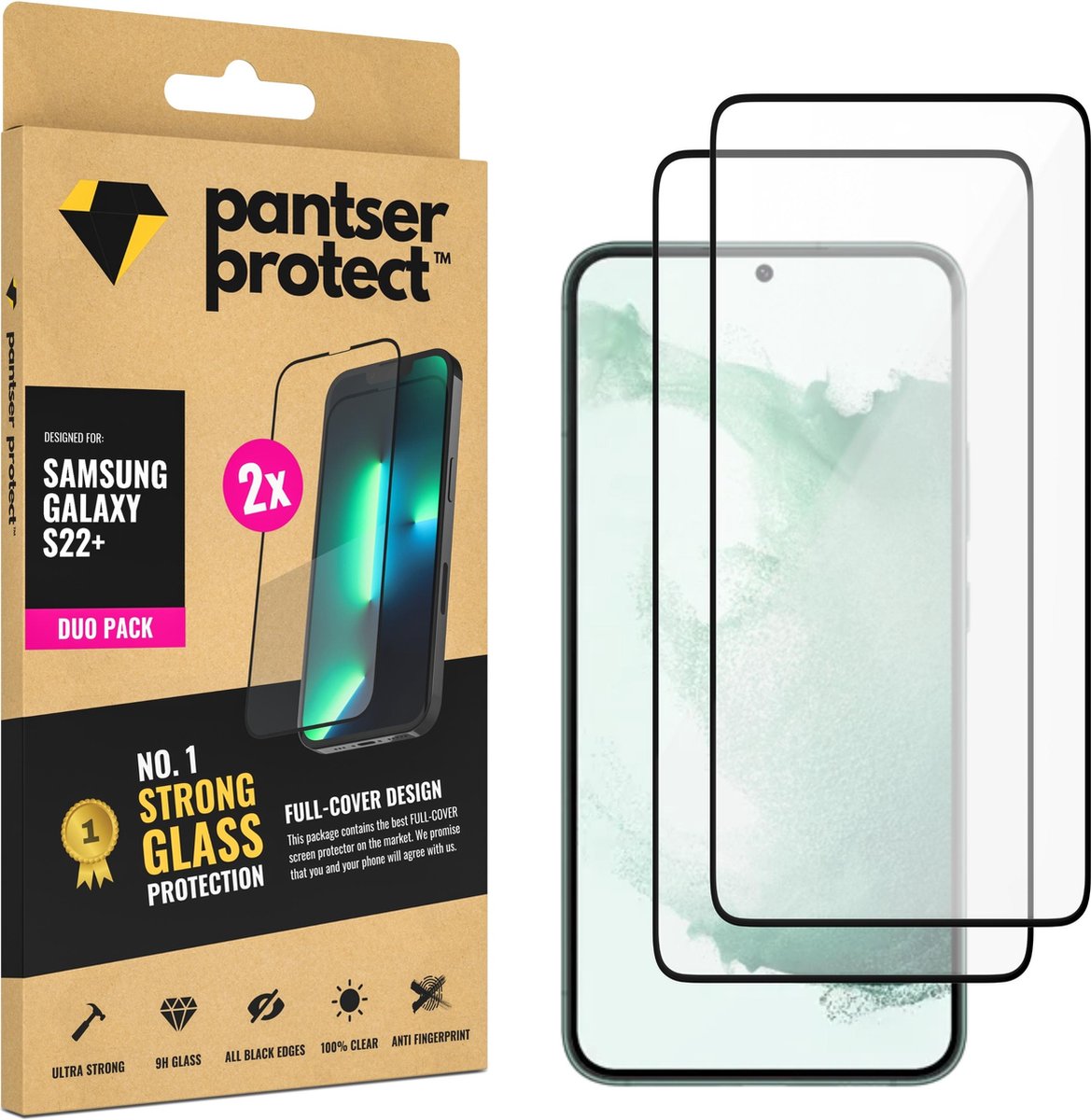 DUO-PACK - 2x Pantser Protect™ Glass Screenprotector Geschikt voor Samsung Galaxy S22+ / S22 Plus - Case Friendly - Premium Pantserglas - Glazen Screen Protector