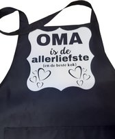 TWOA-Zwart cadeau keukenschort oma- schort Oma is de allerliefste - Lengte circa 70 cm