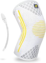 Bracoo Fulcrum KE92 Knie Sleeve – Elastische Kniebandage voor Dames en Heren met Compressie-Effect en Zijdelingse Stabilisatoren – Ideaal voor Volleybal, Fitness, Sport en Dagelijks Gebruik - Grijs, L