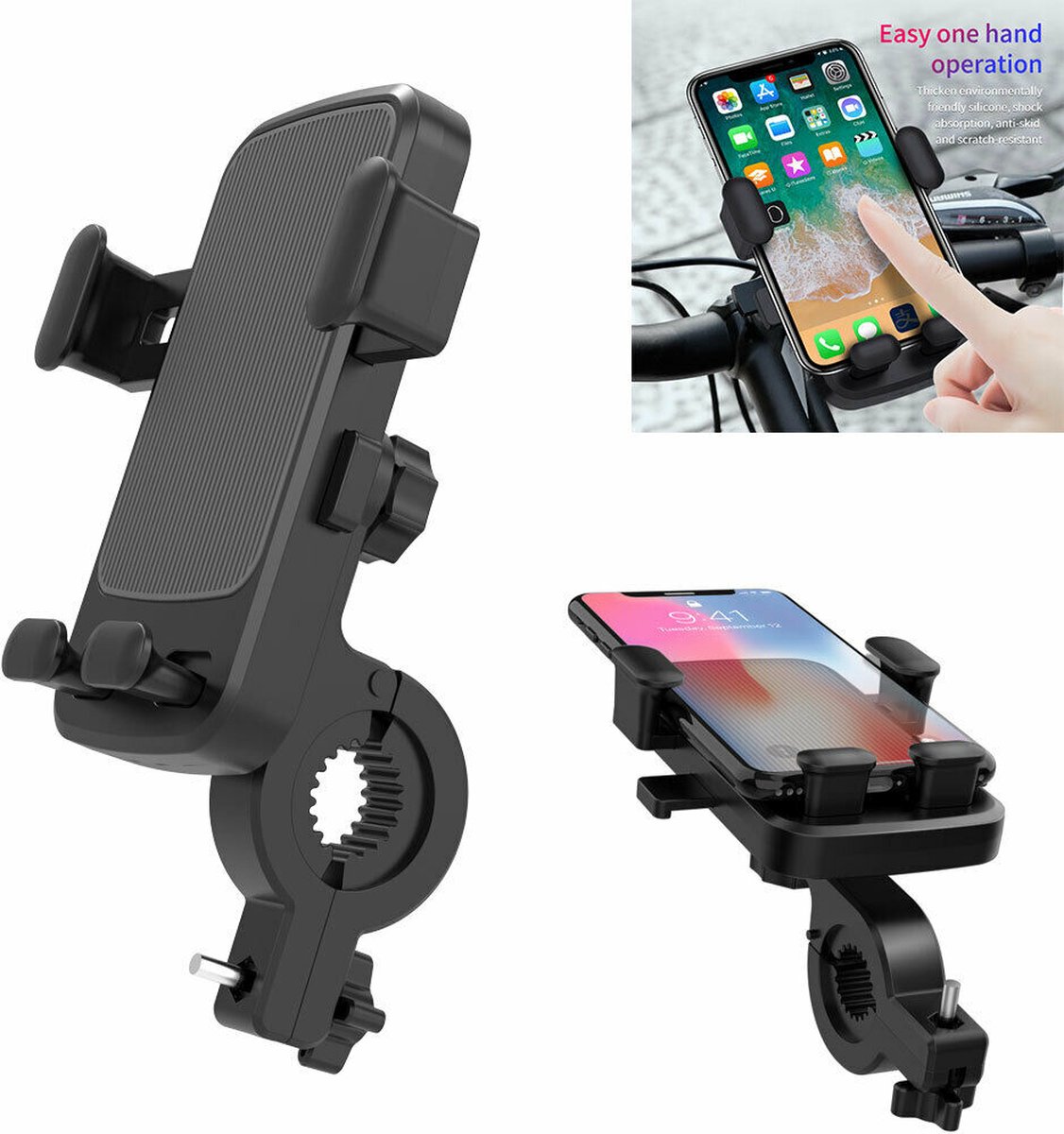 Telefoonhouder voor Fiets , Motor & Scooter / Brommer 360 ° Rotatie Motorfiets Telefoon Houder - Smartphone Fiets Beugel - Universeel